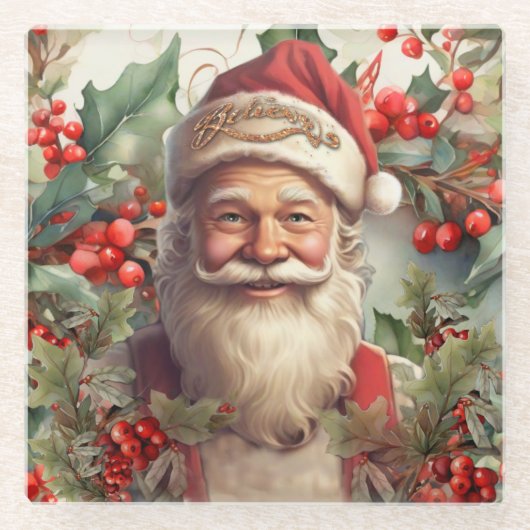 サンタクロース・サンニコラス・クリスマス ガラスコースター (正面)