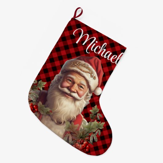 サンタクロース・サンニコラス・クリスマス ラージクリスマスストッキング (正面 (吊り時))