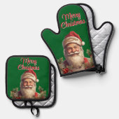 サンタクロース・サンニコラス・クリスマス 鍋つかみ&鍋敷きセット (正面/裏面)