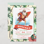 サンタクロース サーファー カートゥーン イラスト 招待状 (正面/裏面)