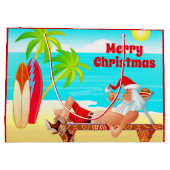 サンタクロース&サーフボードメリークリスマスビーチ ラージペーパーバッグ (裏面)