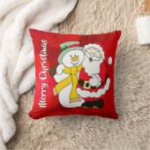 サンタクロース&ザ雪だるまカラフルイラストレーション クッション (ブランケット)