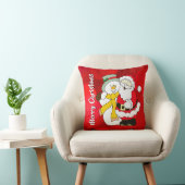 サンタクロース&ザ雪だるまカラフルイラストレーション クッション (椅子)
