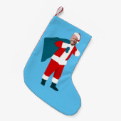 サンタクロース・ジョーバイデン氏・ブルー スモールクリスマスストッキング (正面 (吊り時))