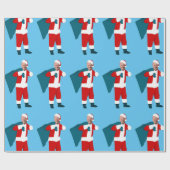 サンタクロース・ジョーバイデン氏・ブルー ラッピングペーパー (フラット)