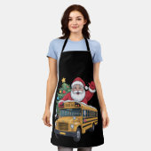 サンタクロース スクールバス クリスマスツリーの運転手 クリスマス エプロン (着用した状態)
