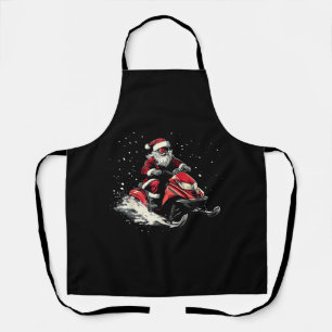 サンタクロース スノーモービル モータースレッド 楽しいクリスマス エプロン