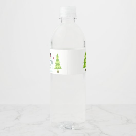 サンタクロース、トナカイと雪だるまクリスマス ペットボトルラベル (裏面)