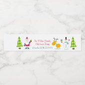 サンタクロース、トナカイと雪だるまクリスマス ペットボトルラベル (シングルラベル)