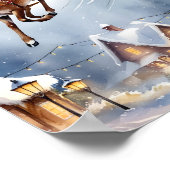 サンタクロース&トナカイ乗り雪のシーンウォールアート ポスター (角)