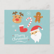 サンタクロース+トナカイ+ジンジャーブレッドマンのかわいいクリスマス