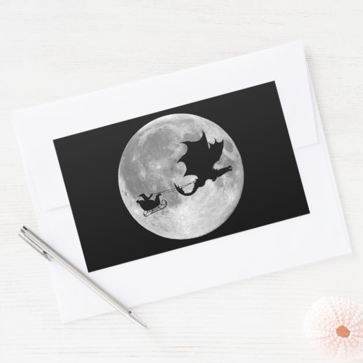 サンタクロース・ドラゴンライダースリー 長方形シール (封筒)