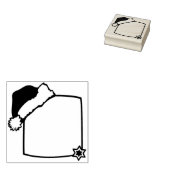 サンタクロース・ハット&スター付きクリスマス黒板 ラバースタンプ (押印)