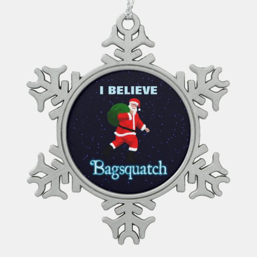 サンタクロース – バグスクアッチ スノーフレークピューターオーナメント (正面)