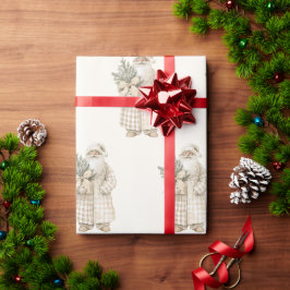 サンタクロース ビンテージ クリスマス ギフトラッピング ペーパー