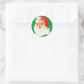 サンタクロース ビンテージ ポートレート ホーリー ハット ラウンドシール (バッグ)