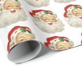 サンタクロース ビンテージ レトロ ホリデー ラッピングペーパー (ロールコーナー)