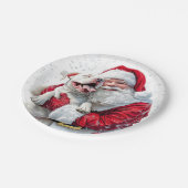 サンタクロース&ピットブルパピードッグ、紙プレート ペーパープレート (アングル)