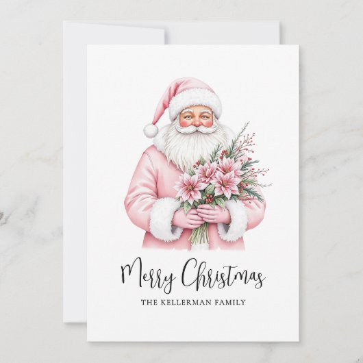 サンタクロース ピンクのクリスマス シーズンカード (正面)