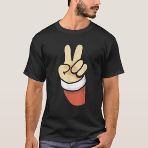 サンタクロース ピースサイン クリスマス おもしろ Xmas ホリデー Tシャツ