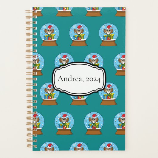 サンタクロース・フクロウ付きスノーグローブ |カスタマイズ プランナー手帳 (正面)