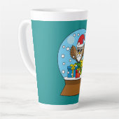 サンタクロース・フクロウ付きスノーグローブ カフェラテマグ (左アングル)