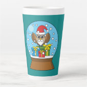 サンタクロース・フクロウ付きスノーグローブ カフェラテマグ (正面)