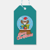 サンタクロース・フクロウ付きスノーグローブ ギフトタグ (正面)