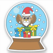 サンタクロース・フクロウ付きスノーグローブ シール (正面)
