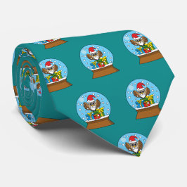 サンタクロース・フクロウ付きスノーグローブ ネクタイ
