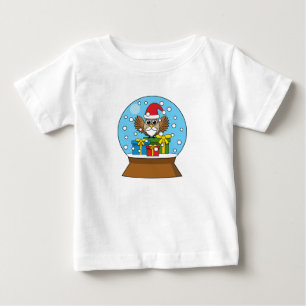 サンタクロース・フクロウ付きスノーグローブ ベビーTシャツ