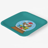 サンタクロース・フクロウ付きスノーグローブ ペーパープレート (傾斜あり)