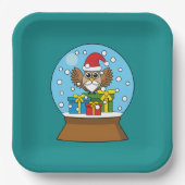 サンタクロース・フクロウ付きスノーグローブ ペーパープレート (正面)