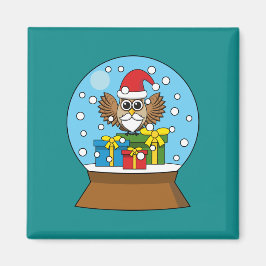 サンタクロース・フクロウ付きスノーグローブ マグネット