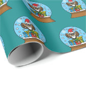 サンタクロース・フクロウ付きスノーグローブ ラッピングペーパー (ロールコーナー)