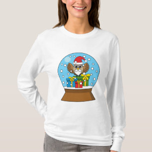サンタクロース・フクロウ付きスノーグローブ Tシャツ