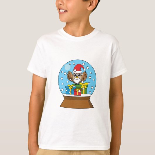 サンタクロース・フクロウ付きスノーグローブ Tシャツ (正面)