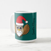サンタクロース・フクロウ |名前の追加 コーヒーマグカップ (正面左)