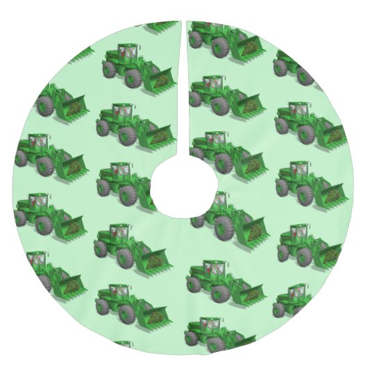 サンタクロース・ブルドーザー社 ブラッシュドポリエステルツリースカート (正面)