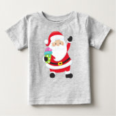 サンタクロース、プレゼント、ギフト、クリスマス、クリスマス ベビーTシャツ (正面)