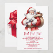 サンタクロース プレゼント 赤いパーティー 招待状 (正面/裏面)