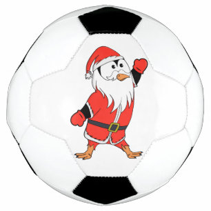 サンタクロース・ペンギンがクリスマスの準備 サッカーボール