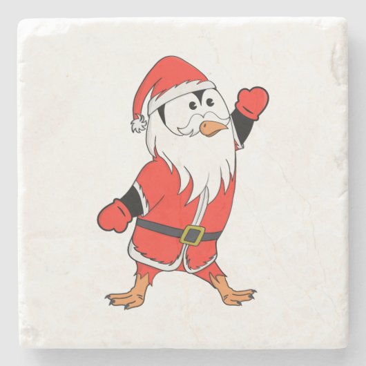 サンタクロース・ペンギンがクリスマスの準備 ストーンコースター (正面)
