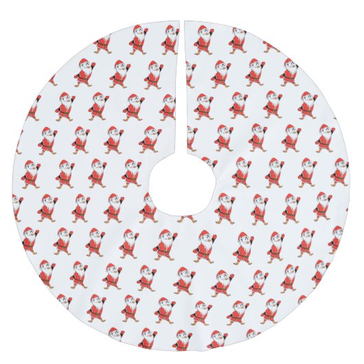 サンタクロース・ペンギンがクリスマスの準備 ブラッシュドポリエステルツリースカート (正面)