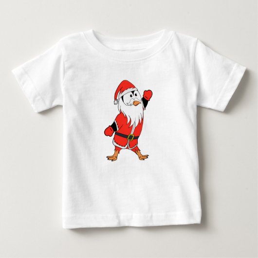 サンタクロース・ペンギンがクリスマスの準備 ベビーTシャツ (正面)