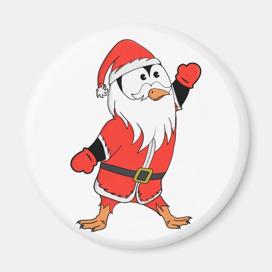 サンタクロース・ペンギンがクリスマスの準備 マグネット (正面)