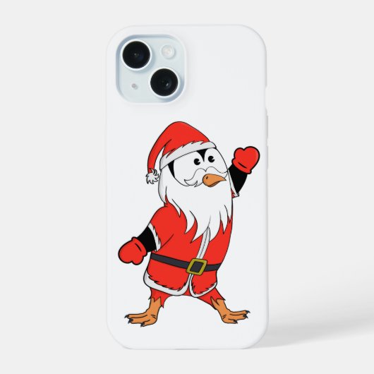 サンタクロース・ペンギンがクリスマスの準備 iPhone 15ケース (裏面)