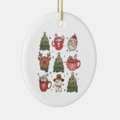 サンタクロース、ホットココアクリスマスツリー セラミックオーナメント (右)