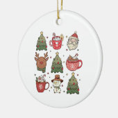 サンタクロース、ホットココアクリスマスツリー セラミックオーナメント (左)