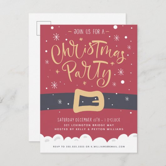 サンタクロース |ホリデーパーティ招待状 シーズンポストカード (正面/裏面)